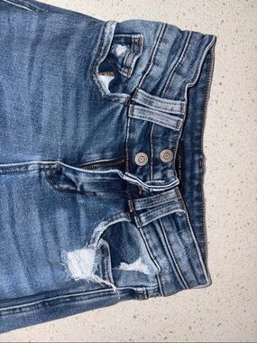 Women's Distressed Blue Jeans - Classic Mid Wash